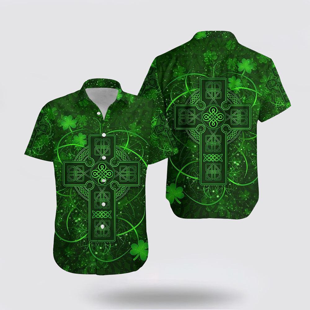 St Patrick’s Day Hawaiian Shirt, Ireland Hawaiian Shirt Irish Saint Patricks Day Celtic Cross, St Patricks Day Shirts