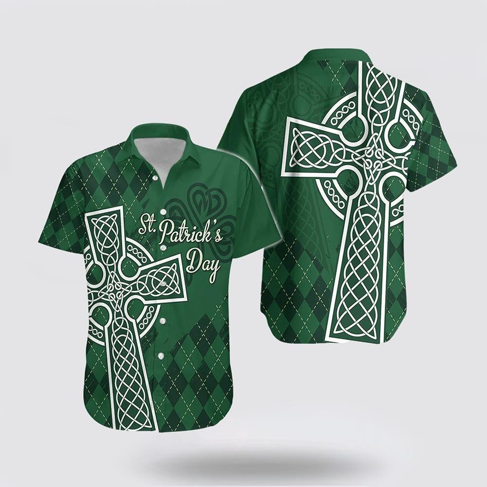 St Patrick’s Day Hawaiian Shirt, Irish Hawaiian Shirt St. Patrick Day Mix Celtic Cross, St Patricks Day Shirts