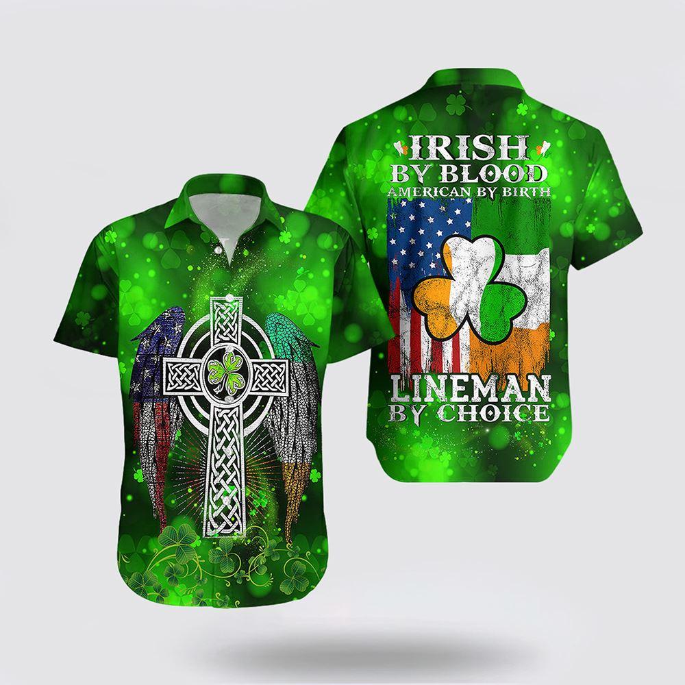 St Patrick’s Day Hawaiian Shirt, Irish Lineman St Patricks Day Hawaiian Shirt, St Patricks Day Shirts