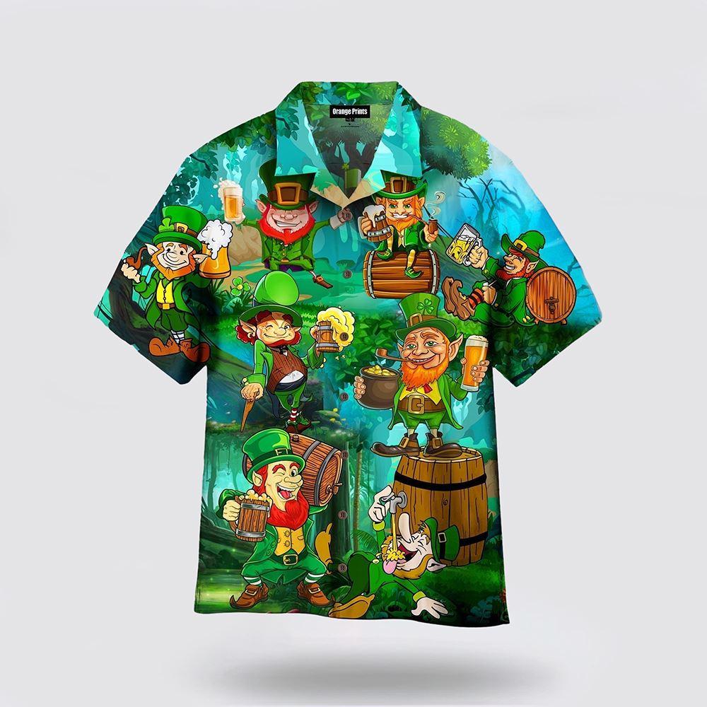 St Patrick’s Day Hawaiian Shirt, Leperchaun Drink Beer Patrick Day Hawaiian Shirt, St Patricks Day Shirts