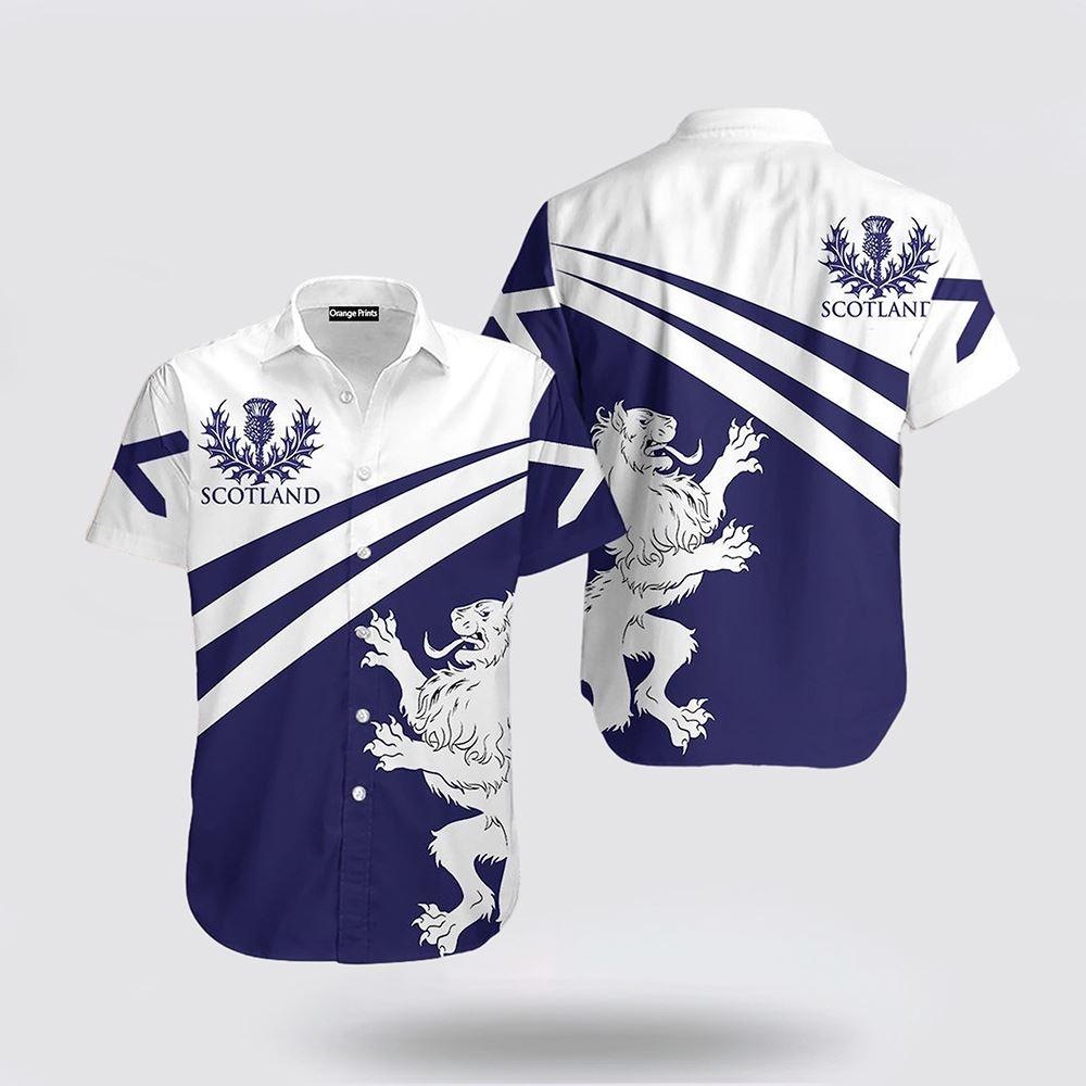 St Patrick’s Day Hawaiian Shirt, Scotland   FLag Thistle  Lion St Patrick’s Day Hawaiian Shirt, St Patricks Day Shirts
