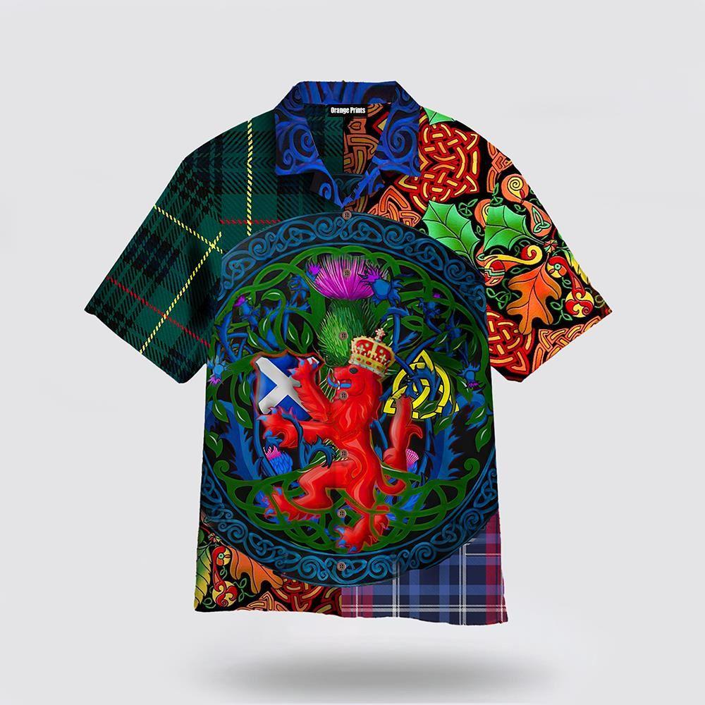 St Patrick’s Day Hawaiian Shirt, Scotland Rampant Lion With Thistle St. Patrick’s Day Hawaiian Shirt, St Patricks Day Shirts