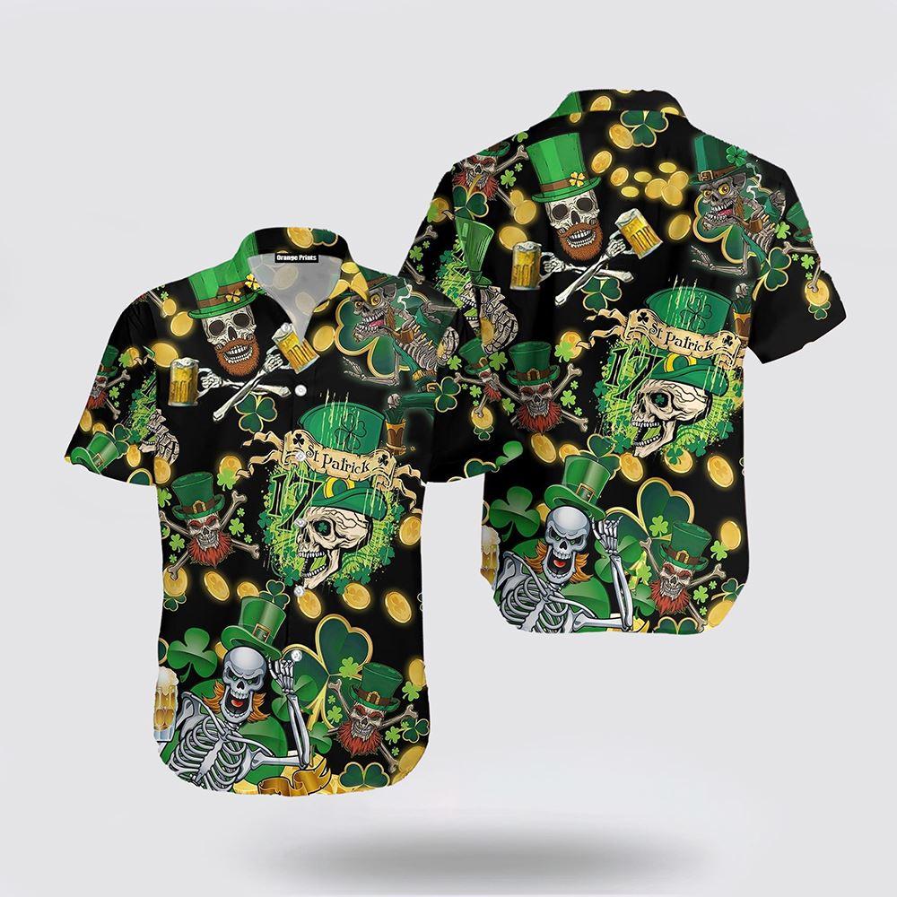 St Patrick’s Day Hawaiian Shirt, St. Patrick’S Day Skull Hawaiian Shirt, St Patricks Day Shirts