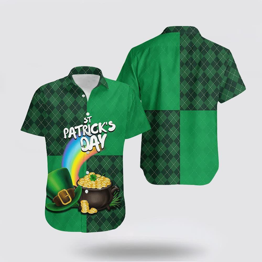 St Patrick’s Day Hawaiian Shirt, St Patrick’s DayRainbow Grass Hawaiian Shirt, St Patricks Day Shirts