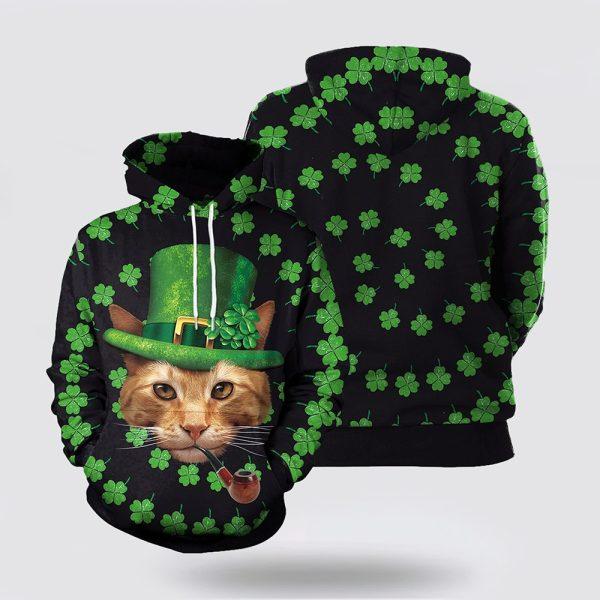 St Patrick’s Day Hoodie, Cat Four Leaf Clovers St  Patrick’s Day 3D All Over Print Hoodie, St Patricks Day Shirts