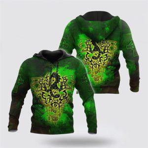St Patrick’s Day Hoodie, Celtic Dragon Saint…