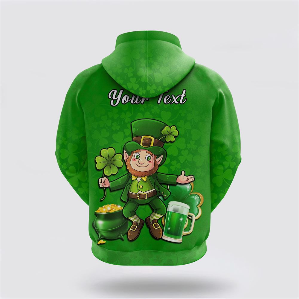 St Patrick’s Day Hoodie, Customized Ireland Hoodie Saint Patricks Day Happy Leprechaun And Shamrock, St Patricks Day Shirts