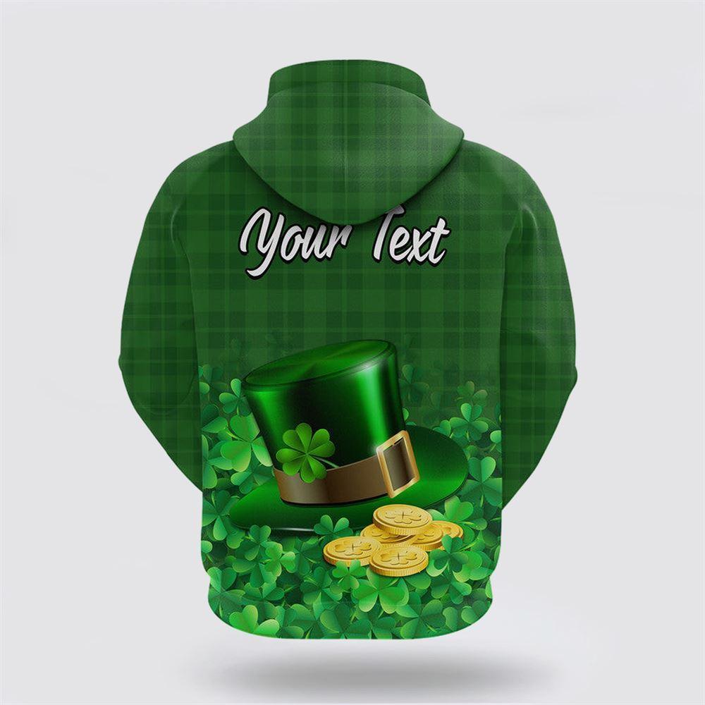 St Patrick’s Day Hoodie, Customized St Patricks Day Hoodie Green Leprechaun Hat With Clover Leaf No2, St Patricks Day Shirts