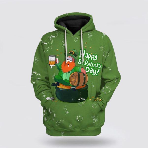 St Patrick’s Day Hoodie, Drinking Beer St Patricks Day Over Print 3D Hoodie, St Patricks Day Shirts
