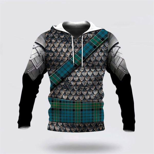 St Patrick’s Day Hoodie, Kirkpatrick Tartan Hoodie, Scottish Clan Tartan Cool Hoodie For Men Warrior Armor Style, St Patricks Day Shirts