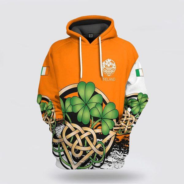 St Patrick’s Day Hoodie, Orange Ireland St Patrick Day Custom Name 3D All Over Print Hoodie, St Patricks Day Shirts
