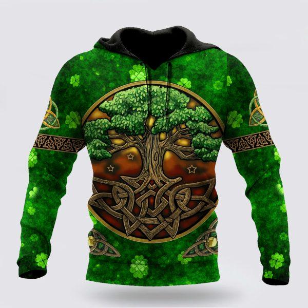 St Patrick’s Day Hoodie, Premium Tree Of Life Irish Saint Patrick’s Day 3D Printed Unisex Shirts Hoodie, St Patricks Day Shirts