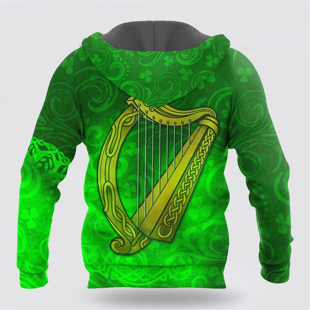 St Patrick’s Day Hoodie, Premium Unisex Hoodie Custom Name Irish St Patricks  Celtic Cross And The Irish Harp, St Patricks Day Shirts