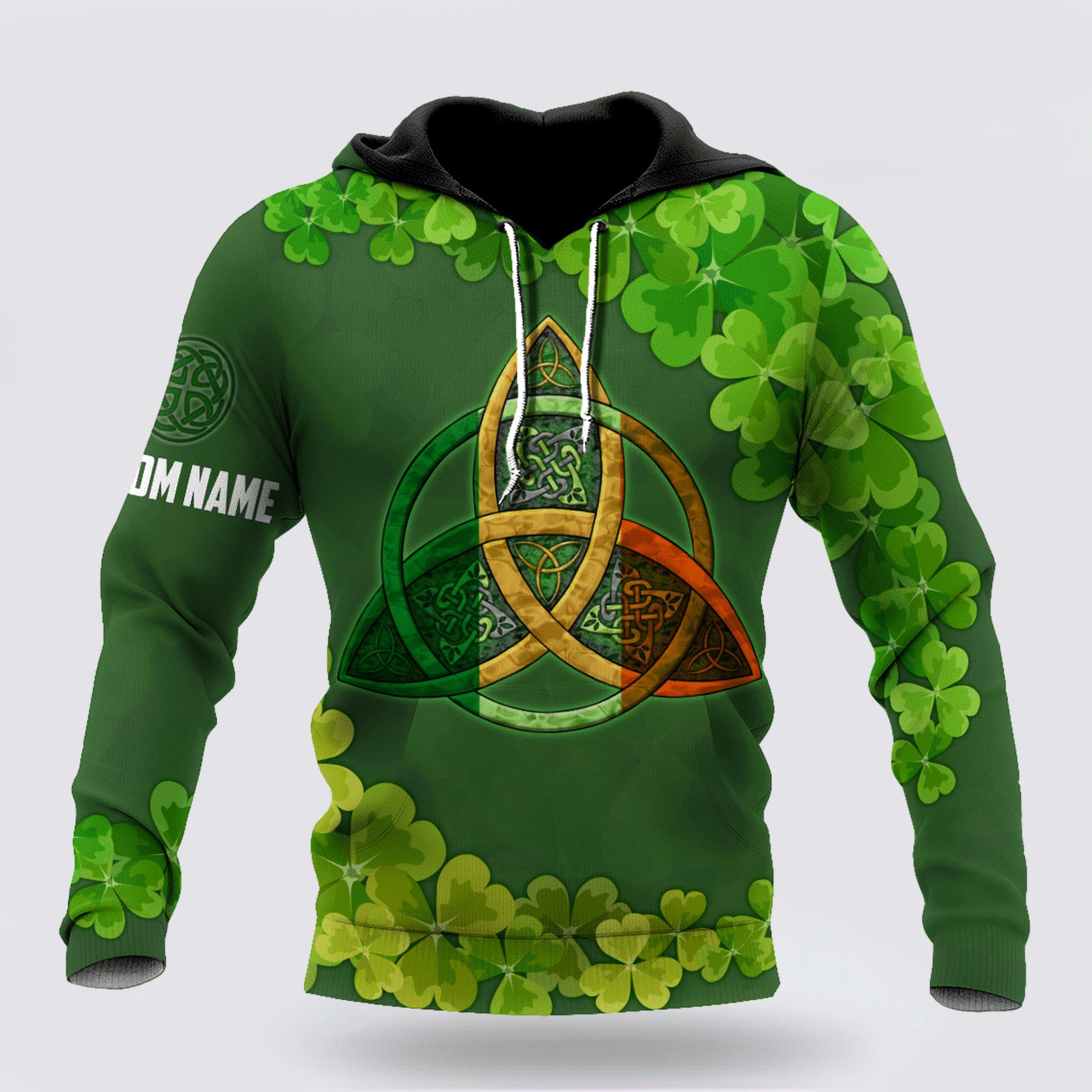 St Patrick’s Day Hoodie, Premium Unisex Hoodie Custom Name Irish St Patricks Celtic Knot, St Patricks Day Shirts