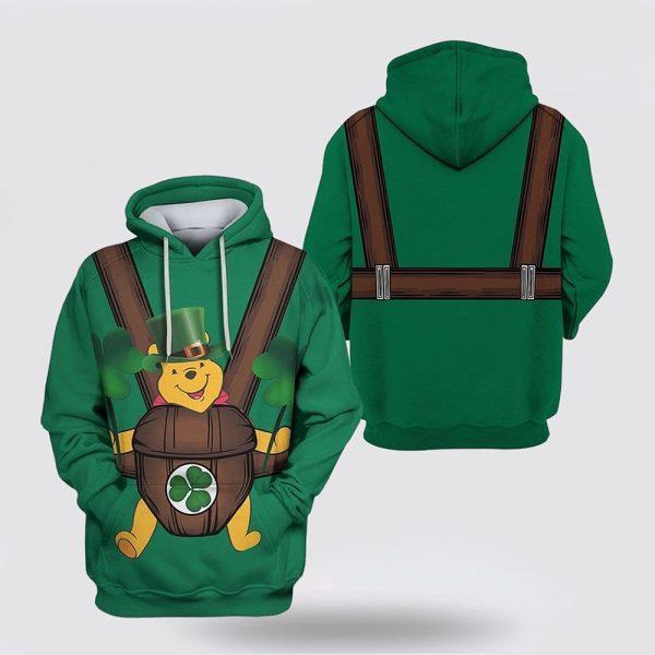 St Patrick’s Day Hoodie, Saint Patrick Day Pooh Apparel Green Over Print 3D Hoodie, St Patricks Day Shirts