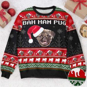 Ugly Christmas Sweater Bah Ham Pug Personalized Photo Ugly Sweater Best Ugly Christmas Sweater 2 xa5bdo.jpg