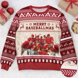 Ugly Christmas Sweater, Baseball Team Merry Baseballmas,…