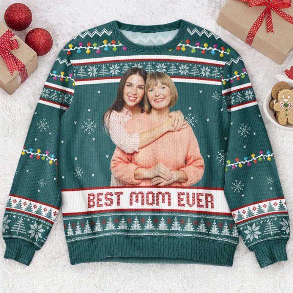 Ugly Christmas Sweater, Best Mom Ever Custom Photo Gift For Mom Grandma, Personalized Photo Ugly Sweater, Best Ugly Christmas Sweater