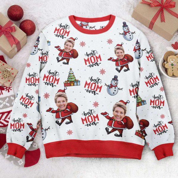 Ugly Christmas Sweater, Best Mom Ever, Personalized Photo Ugly Sweater, Best Ugly Christmas Sweater
