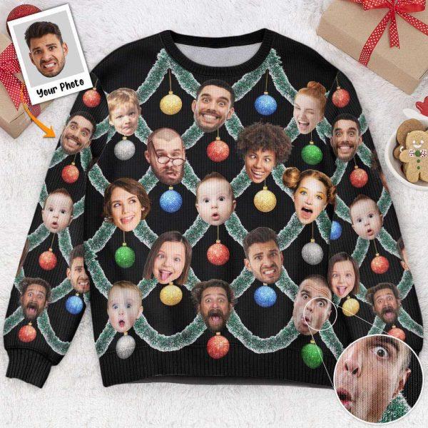 Ugly Christmas Sweater, Christmas Tinsel Ugliest Sweater Funny Silly Face, Personalized Photo Ugly Sweater, Best Ugly Christmas Sweater