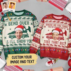 Ugly Christmas Sweater, Custom Face Bend Over…