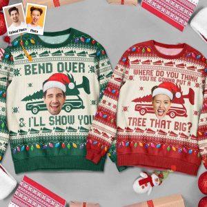 Ugly Christmas Sweater, Custom Face Bend Over…