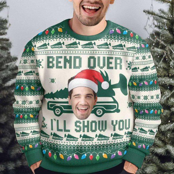 Ugly Christmas Sweater, Custom Face Bend Over & I’ll Show You, Personalized Photo Ugly Sweater, Best Ugly Christmas Sweater