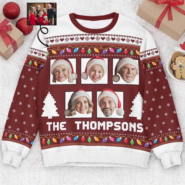 Ugly Christmas Sweater, Custom Face & Name Christmas Family Xmas Leds, Personalized Family Name Ugly Sweater, Best Ugly Christmas Sweater