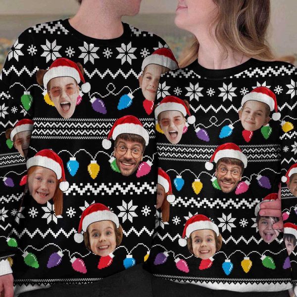 Ugly Christmas Sweater, Custom Faces Funny Christmas Lights, Personalized Ugly Sweater, Best Ugly Christmas Sweater