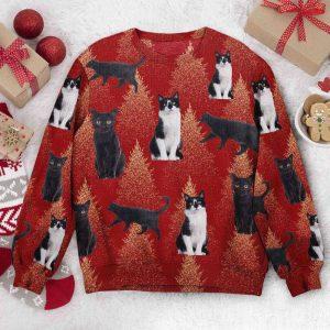 Ugly Christmas Sweater, Custom Photo Black Cats…