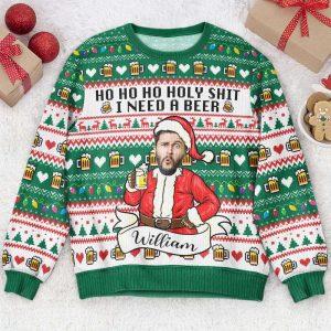 Ugly Christmas Sweater, Funny Santa Ho Ho…