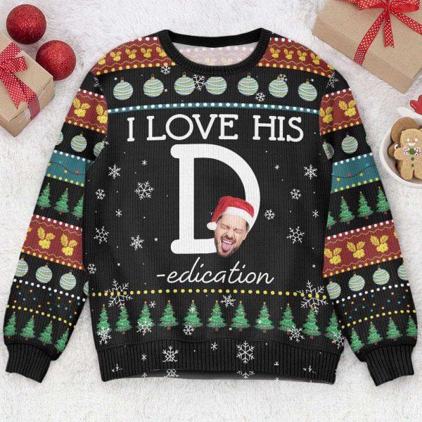 Ugly Christmas Sweater, I Love Her P I Love His D, Personalized Ugly Sweater, Best Ugly Christmas Sweater