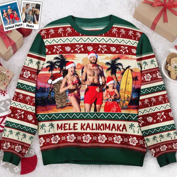 Ugly Christmas Sweater, Mele Kalikimaka, Personalized Photo Ugly Sweater, Best Ugly Christmas Sweater