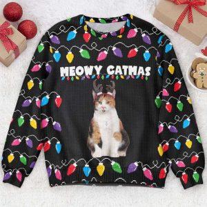 Ugly Christmas Sweater, Meowy Catmas Christmas Funny…