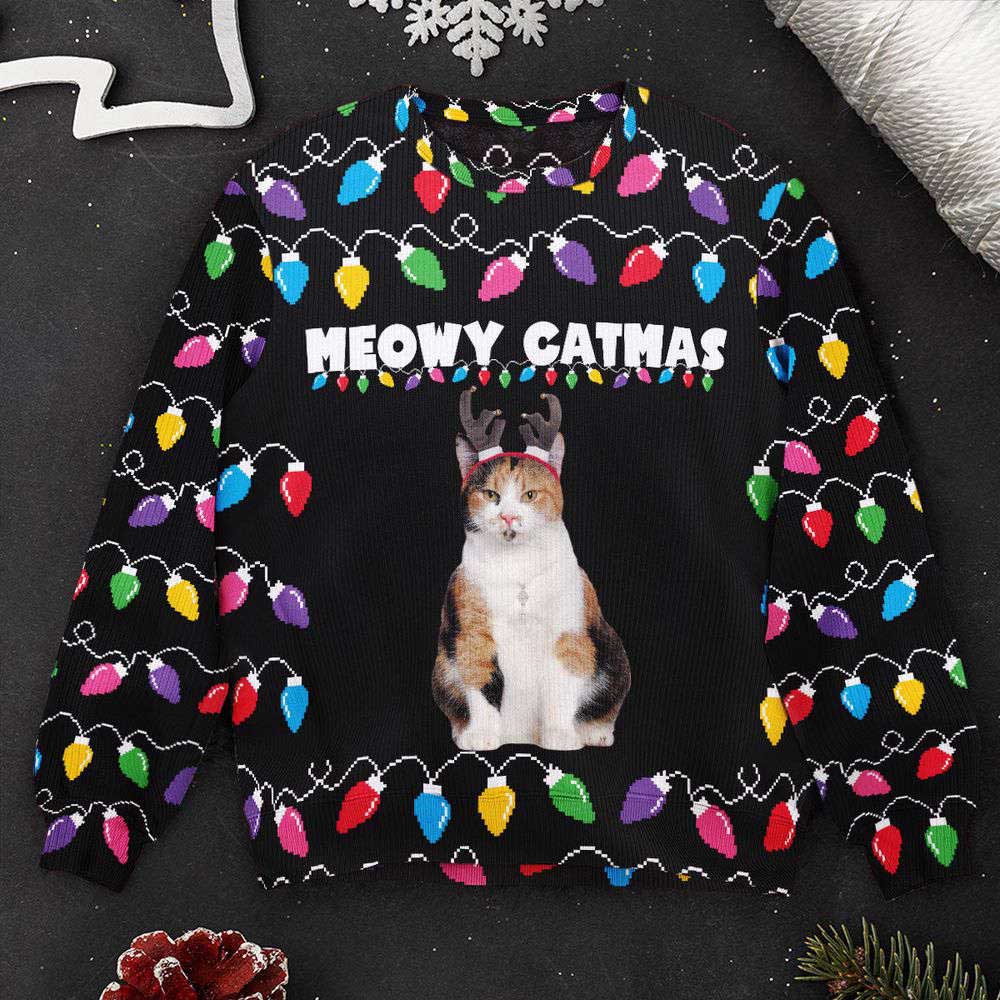 Ugly Christmas Sweater, Meowy Catmas Christmas Funny Cats, Personalized Photo Ugly Sweater, Best Ugly Christmas Sweater Ugly Christmas Sweater, Meowy Catmas Christmas Funny Cats, Personalized Photo Ugly Sweater, Best Ugly Christmas Sweater
