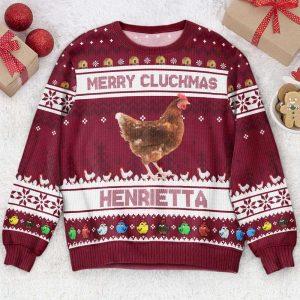 Ugly Christmas Sweater Merry Cluckmas Chicken Farmers Clucker Bird Personalized Photo Ugly Sweater Best Ugly Christmas Sweater 1 mkfncg.jpg
