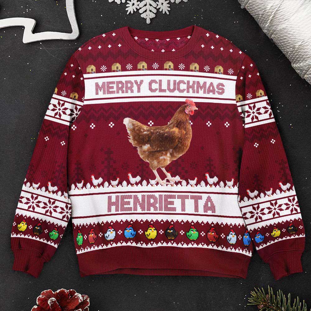 Ugly Christmas Sweater, Merry Cluckmas Chicken Farmers Clucker Bird, Personalized Photo Ugly Sweater, Best Ugly Christmas Sweater Ugly Christmas Sweater, Merry Cluckmas Chicken Farmers Clucker Bird, Personalized Photo Ugly Sweater, Best Ugly Christmas Sweater