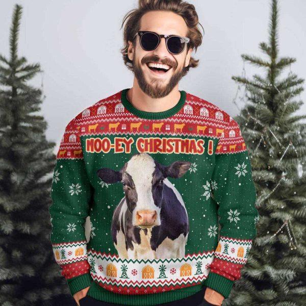 Ugly Christmas Sweater, Moo-Ey Christmas, Personalized Photo Ugly Sweater, Best Ugly Christmas Sweater
