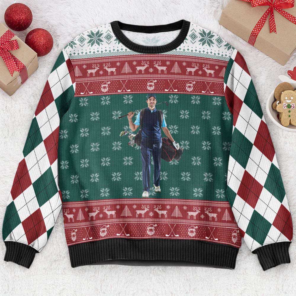Ugly Christmas Sweater, Playing Golf , Personalized Photo Ugly Sweater, Best Ugly Christmas Sweater Ugly Christmas Sweater, Playing Golf , Personalized Photo Ugly Sweater, Best Ugly Christmas Sweater