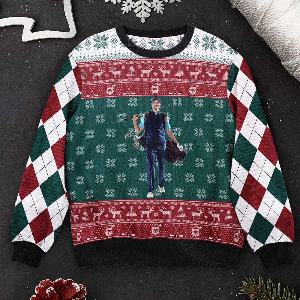 Ugly Christmas Sweater, Playing Golf , Personalized Photo Ugly Sweater, Best Ugly Christmas Sweater Ugly Christmas Sweater, Playing Golf , Personalized Photo Ugly Sweater, Best Ugly Christmas Sweater
