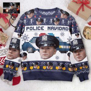 Ugly Christmas Sweater, Police Navidad, Personalized Photo…