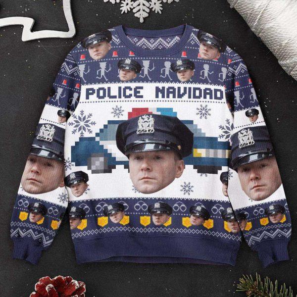 Ugly Christmas Sweater, Police Navidad, Personalized Photo Ugly Sweater, Police Officer For Men And Women, Best Ugly Christmas Sweater