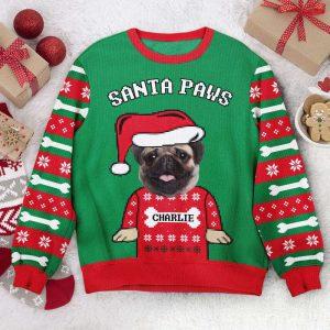 Ugly Christmas Sweater, Santa Paws Dog Lovers…