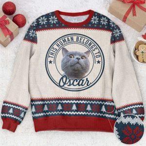 Ugly Christmas Sweater, This Human Belongs To,…