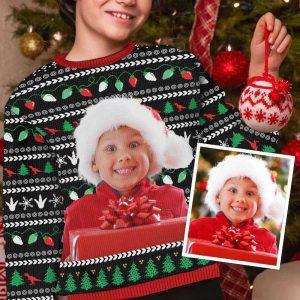 Ugly Christmas Sweater, Xmas Dinosaur, Personalized Photo…