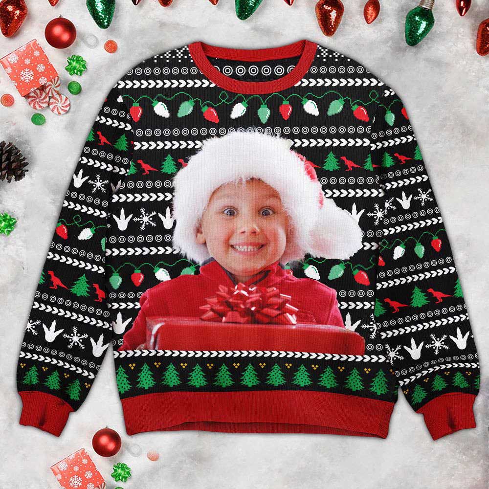 Ugly Christmas Sweater, Xmas Dinosaur, Personalized Photo Kid’s Ugly Sweater, Best Ugly Christmas Sweater Ugly Christmas Sweater, Xmas Dinosaur, Personalized Photo Kid’s Ugly Sweater, Best Ugly Christmas Sweater