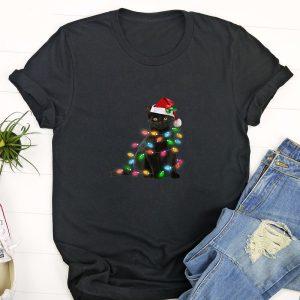 Ugly Christmas T Shirt, Black Cat Christmas Light Tshirt Funny Cat Lover Christmas, Funny Christmas T Shirt, Christmas Tshirt Designs