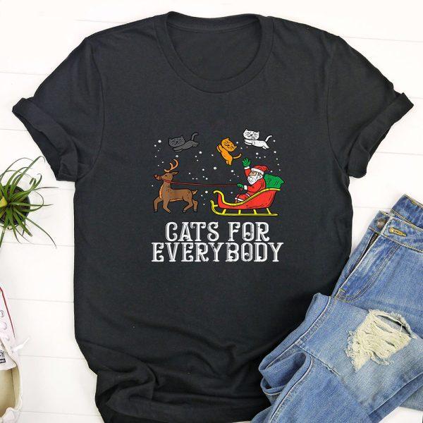 Ugly Christmas T Shirt, Cats For Everybody Christmas Cat Funny Xmas Women Santa T Shirt, Funny Christmas T Shirt, Christmas Tshirt Designs