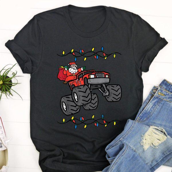 Ugly Christmas T Shirt, Christmas Santa MOnster Truck Xmas Boys Kids Toddler Youth T Shirt, Christmas Tshirt Designs