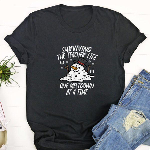 Ugly Christmas T Shirt, Christmas Surviving Teacher Life Meltdown Xmas Women Men T Shirt, Funny Christmas T Shirt, Christmas Tshirt Designs